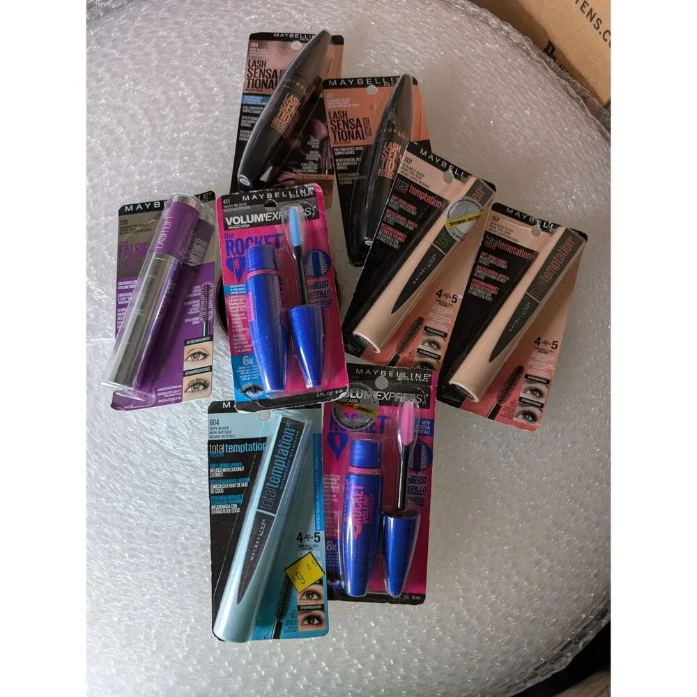 Lot Of 8 Maybelline Mascara Lash Sensational Total Temptation Black Discontinued